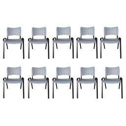 Kit com 10 Cadeiras Iso para Escola Escritório Comércio Cinza Base Preta Ecomhome - 2