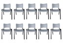 Ver imagem 2 de Kit com 10 Cadeiras Iso para Escola Escritório Comércio Cinza Base Preta Ecomhome