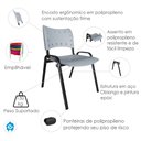 Ver imagem 7 de Kit com 10 Cadeiras Iso para Escola Escritório Comércio Cinza Base Preta Ecomhome