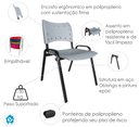 Ver imagem 7 de Kit com 10 Cadeiras Iso para Escola Escritório Comércio Cinza Base Preta Ecomhome