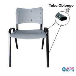 Kit com 10 Cadeiras Iso para Escola Escritório Comércio Cinza Base Preta Ecomhome - 5
