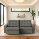 Ver imagem 2 de Sofá 5 Lugares New Imperatore Retrátil e Reclinável Suede Cinza 290cm