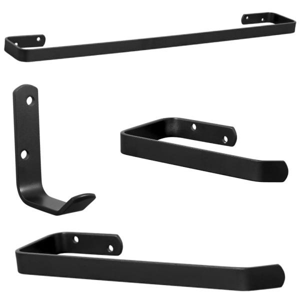 Kit Acessórios Para Banheiro Preto Fosco 4 Peças - 1