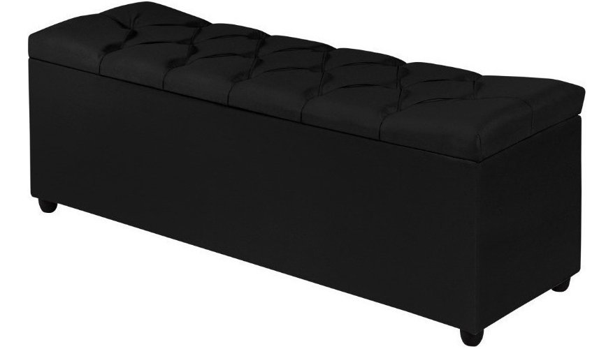 Baú Recamier Cama Casal Grécia 130cm Estofada Quarto Sala - Preto