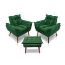 Ver imagem 1 de Kit 02 Poltrona Opala Decorativa + 01 Puff Opala Suede
