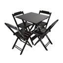Ver imagem 2 de Kit 4 Jogos de Mesa com 4 Cadeiras de Madeira Dobrável 70x70 Ideal para Bar e Restaurante - Preto