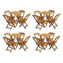 Ver imagem 1 de Kit 4 Conjuntos de Mesa com 4 Cadeiras de Madeira Dobrável 70x70 Mel