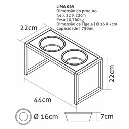 Comedouro Elevado Duplo Cão Porte M Marrom - 2