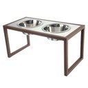 Ver imagem 1 de Comedouro Elevado Duplo Cão Porte M Marrom