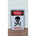 Ver imagem 5 de Kit Combo 2 Placa de Sinalização Perigo Toxico 20 X 30 Cm