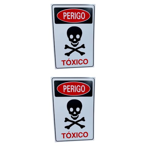 Kit Combo 2 Placa de Sinalização Perigo Toxico 20 X 30 Cm