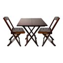 Ver imagem 1 de Jogo Mesa de Jardim com 2 Cadeiras de Madeira Dobravel 70x70 Ideal para Bar e Restaurante - Imbuia