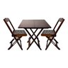 Jogo Mesa de Jardim com 2 Cadeiras de Madeira Dobravel 70x70 Ideal para Bar e Restaurante - Imbuia - 1