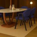 Ver imagem 2 de Cadeira de Jantar Antonella Veludo Estilo Poltrona com Pés Preto - 7 Decor Azul Marinho