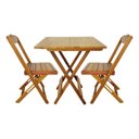 Ver imagem 1 de Conjunto de Mesa Dobrável com 2 Cadeiras de Madeira 70x70 Ideal para Bar e Restaurante Mel