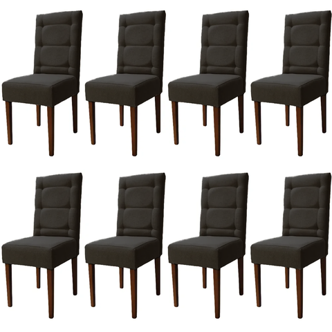 Kit 8 Cadeiras Sala de Jantar Estofadas Eloísa Veludo Grafite (liz Maria)