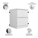 Ver imagem 3 de Mesa Cabeceira Quarto 47cm 2 Gavetas Zari Branco S01 - Mpozenato