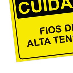 Placa de Sinalização Cuidado Fios de Alta Tensão em Pvc - 2