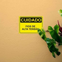 Placa de Sinalização Cuidado Fios de Alta Tensão em Pvc - 4