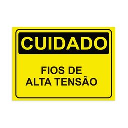 Placa de Sinalização Cuidado Fios de Alta Tensão em Pvc - 1