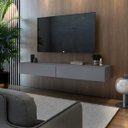 Ver imagem 1 de Rack de Tv Linha Eros 1,40m Suspenso Aéreo em Mdf/mdp:cinza