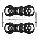 Ver imagem 2 de Kit Musculação com Suporte + 40 Kg de Anilhas Ferro com Barras