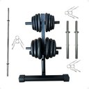 Ver imagem 1 de Kit Musculação com Suporte + 40 Kg de Anilhas Ferro com Barras