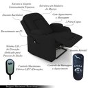 Ver imagem 4 de Poltrona do Papai Reclinável Massagem e Aquecimento com Elevação Lift 150° 2 Porta Copos Gambon Pu P