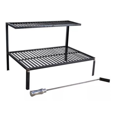 Grelha em Aço Carbono para Alvenaria Rústica Barra Chata 75cm Atiçador de Fogo