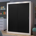 Ver imagem 1 de Guarda-roupa Solteiro Madesa Dallas 2 Portas de Correr 2 Gavetas - Branco/preto
