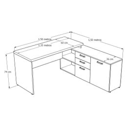 Mesa de Direção em L Ampla 170x150 Tampo 40mm para Seu Escritório - 7
