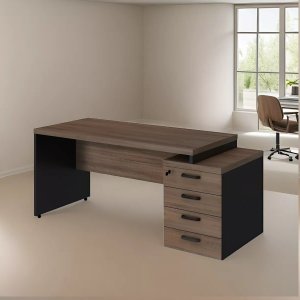 Mesa Para Escritorio  Presidente Reta 1,72x70m + Gaveteiro Pe 40mm + Nicho