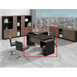 Mesa Presidente L Completa 1,72x1,60m + Gaveteiro 40mm + Vidro - 5