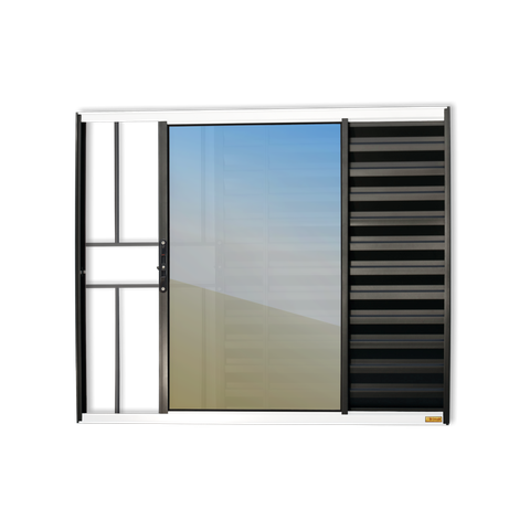 Veneziana Alumínio Confort 3F.c/Grade 120 x 120 V.Refl.Mix Preto Brimak