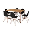 Ver imagem 2 de Mesa Jantar Industrial Retangular 137x90cm Canela Base V com 6 Cadeiras Eames Eiffel Pretas Base Cob