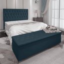 Ver imagem 2 de Kit Cabeceira e Calçadeira Baú Casal 1,40m Madrid Suede - Pallazio Azul Marinho