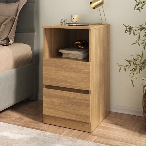 Mesa de Cabeceira 38,5cm com 2 Gavetas Multimóveis Mp4395 Madeirado