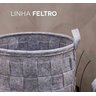 Cesto em Feltro Tramado Cinza Grande com Alças 38x38x38 Yoi - 5