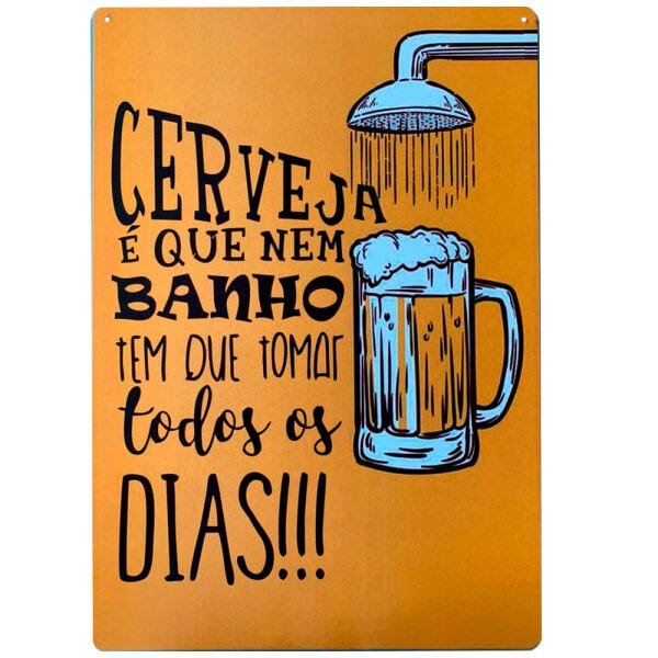 Placa Decorativa Mdf Cerveja é que nem banho - 1