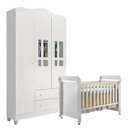 Ver imagem 1 de Berço Americano Mirelle e Guarda Roupa Infantil Ariel 3 Portas Branco Brilho - Carolina