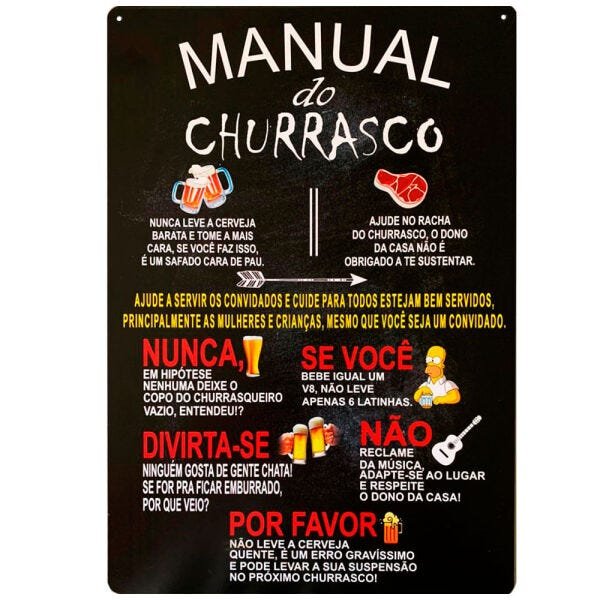 Placa Decorativa Mdf Manual do Churrasco