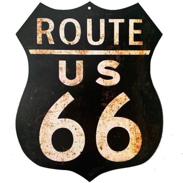 Placa Decorativa Vazada MDF Route 66 Black - 1