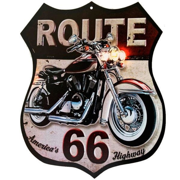 Placa Decorativa Vazada MDF Route 66 America