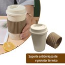 Ver imagem 7 de 2 Copo Térmico Café Tampa Mexedor Bambu Microondas Vr 450ml - Bege