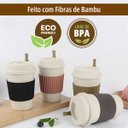 Ver imagem 5 de 2 Copo Térmico Café Tampa Mexedor Bambu Microondas Vr 450ml - Bege