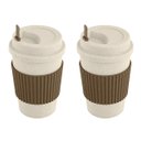 Ver imagem 2 de 2 Copo Térmico Café Tampa Mexedor Bambu Microondas Vr 450ml - Bege