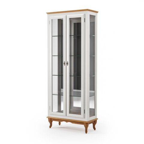 Cristaleira 2 Portas com Espelho Off White - Imbuia