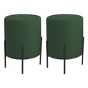 Ver imagem 1 de Kit 2 Puffs Orgânicos Veludo Thor com Pés de Ferro Preto - 7 Decor Verde Escuro