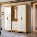 Ver imagem 2 de Guarda Roupa Grande Quarto Casal Eldorado 4 Portas 3 Gavetas Espelho Freijo com Off White