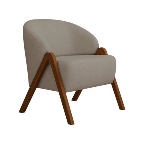 Poltrona Decorativa 71cm Mega Linho Camurça Cinza - Sallar Home